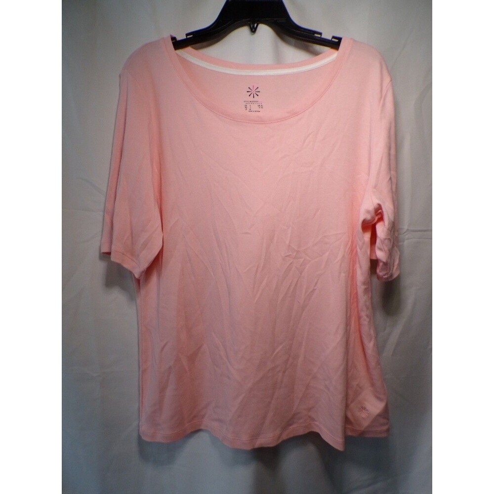 Isaac Mizrahi Live Essentials Women's Pink Scoop Neck T Shirt Size L